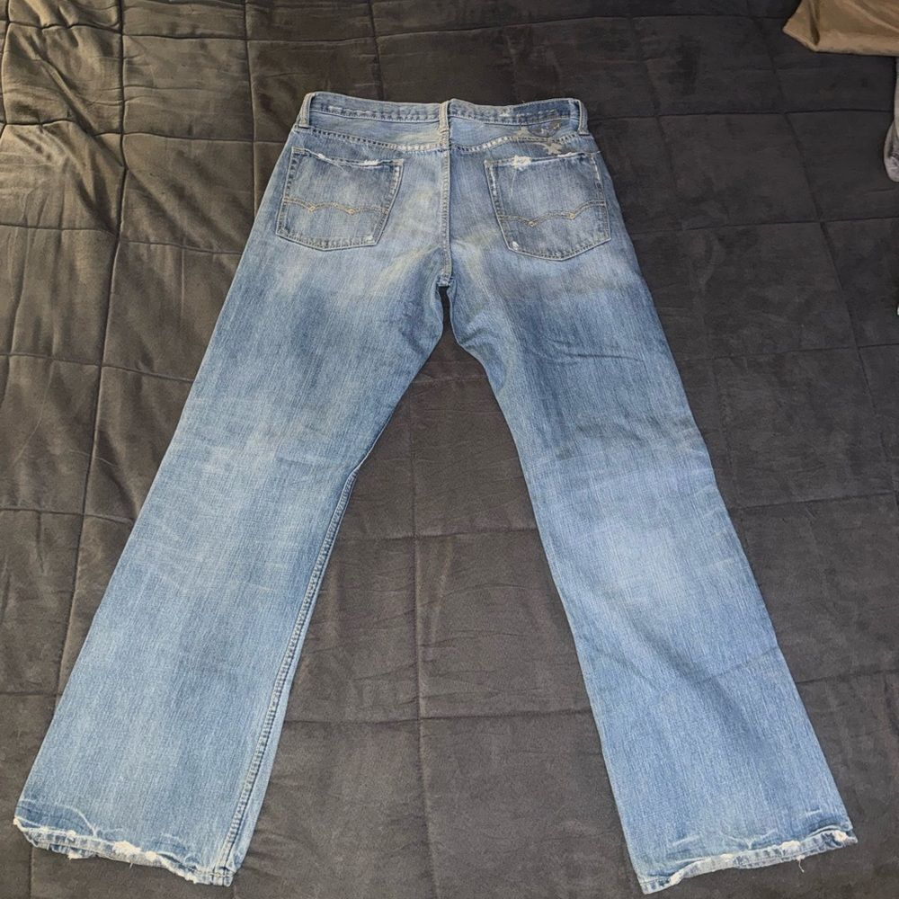 American Eagle Outfitters Premium  Light Blue Relaxed Bootcut Men's Jeans 34 - Picture 8 of 10